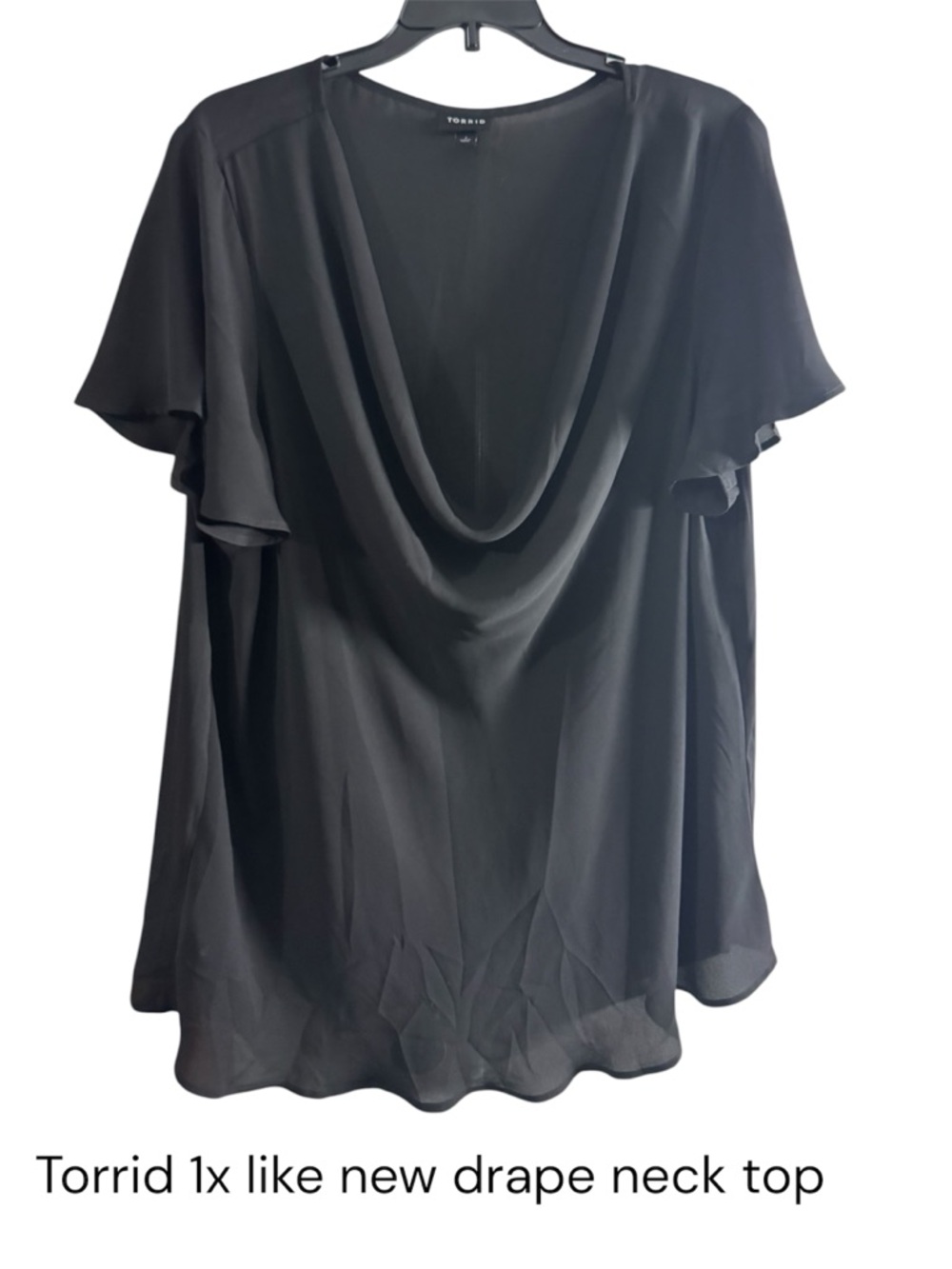 torrid Black Cowl Neck Flutter Sleeve Blouse